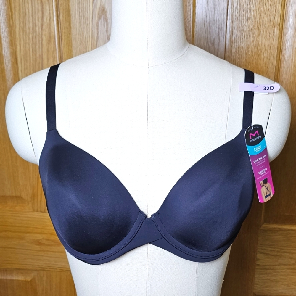 Maidenform Smartzone Cup T-shirt Bra, 32D, Black, NWT